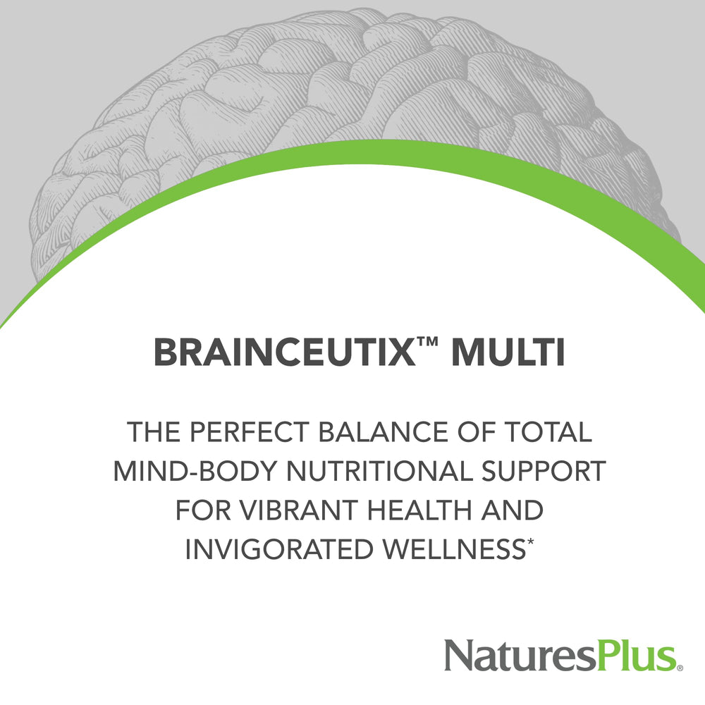 Nature's Plus BrainCeutix capsules pack highlighting convenient daily cognitive support.