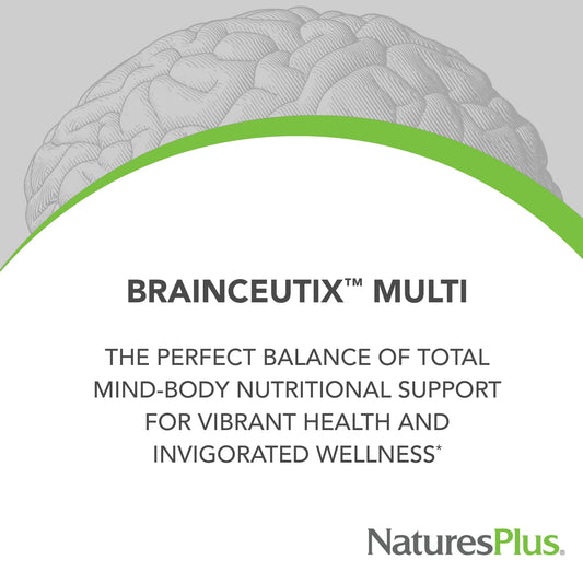 Nature's Plus BrainCeutix capsules pack highlighting convenient daily cognitive support.