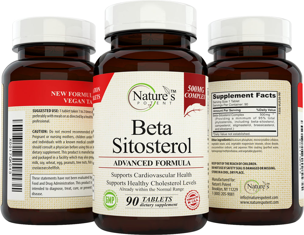 Nature's Potent Beta Sitosterol bottle in a daily routine setup.