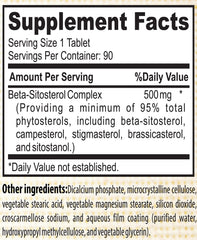 Back packaging of Nature's Potent Beta Sitosterol with dosage details.