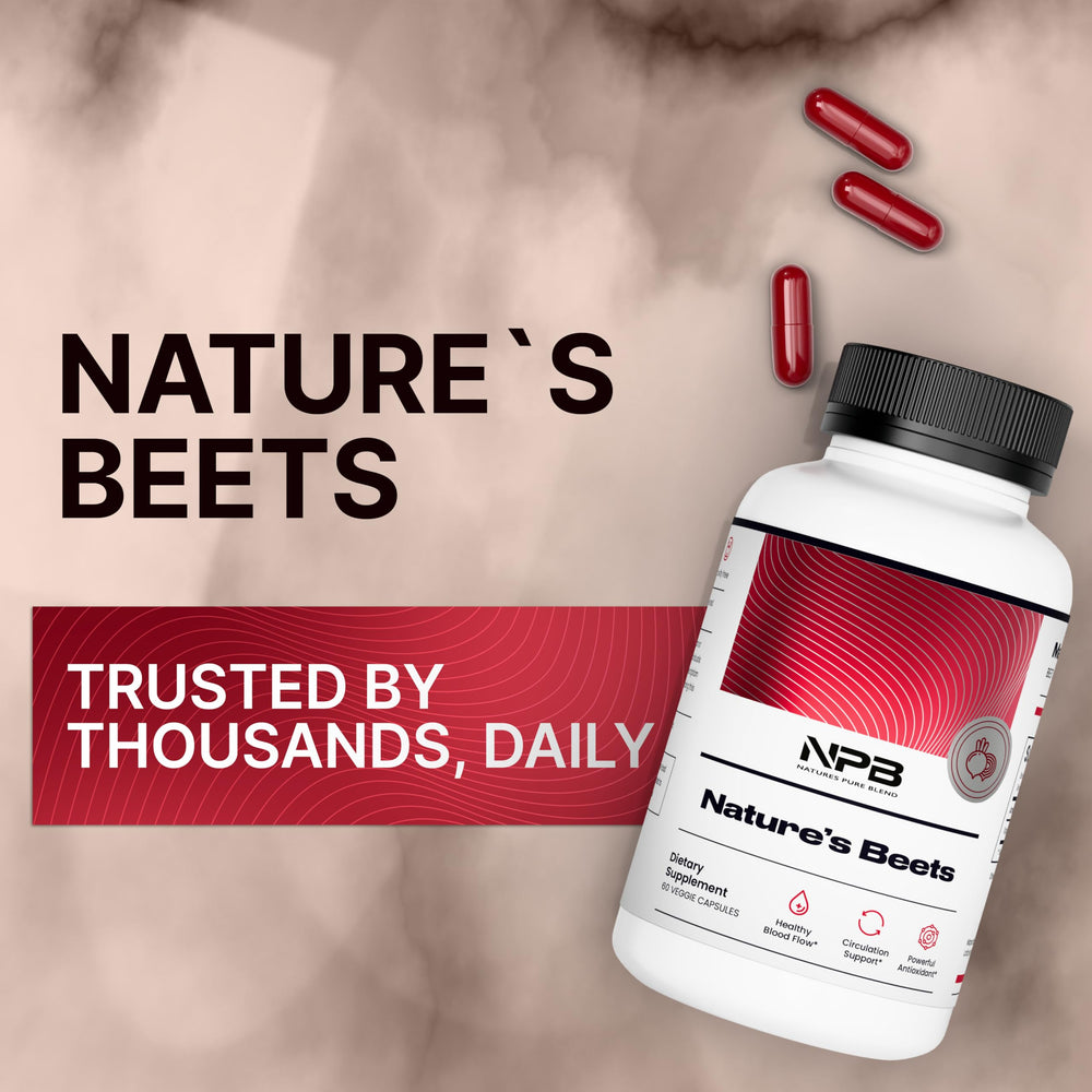 Nature's Pure Blend beet root powder jar, ready for daily use.
