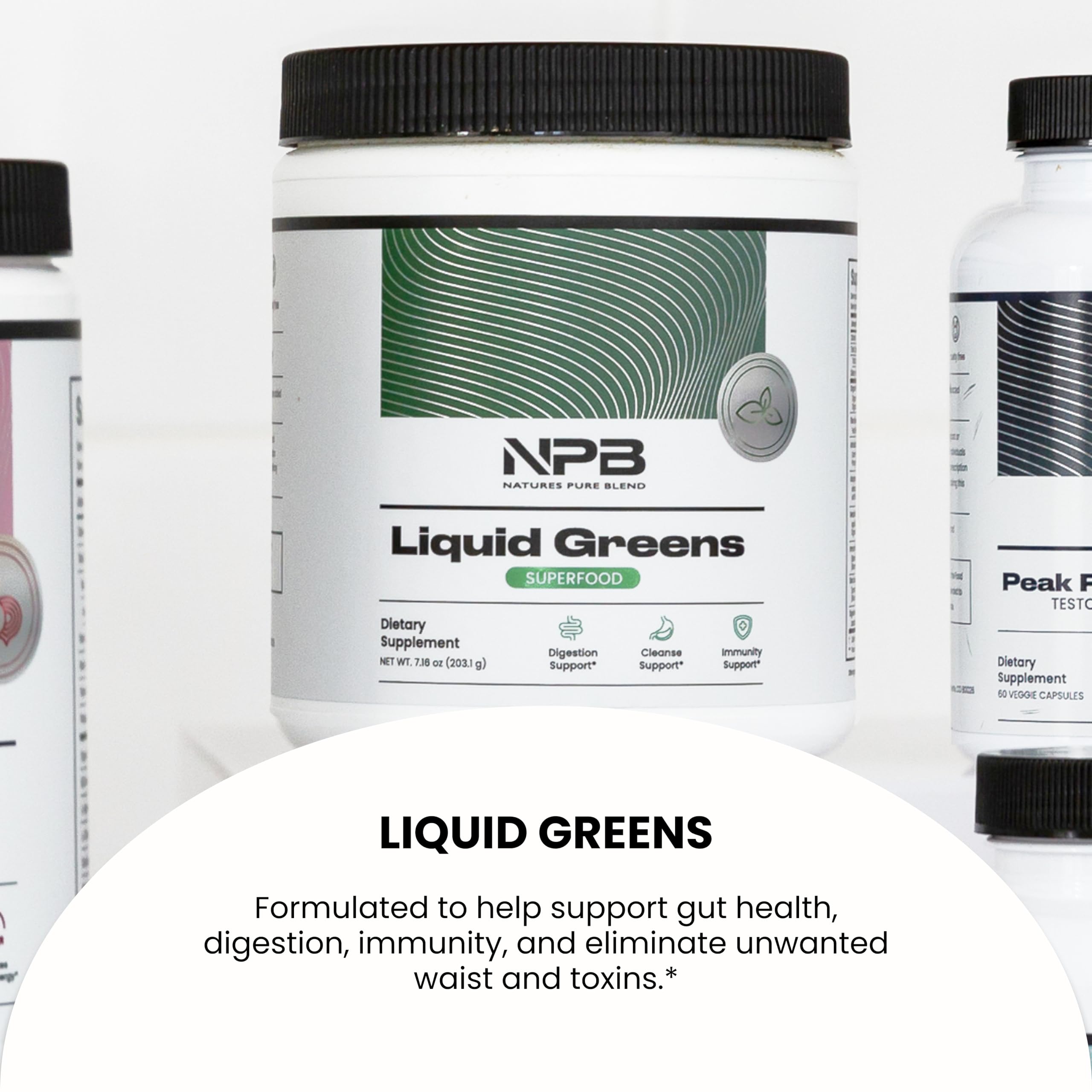 Nature's Pure Blend green drink in a glass, suitable for daily wellness routines.