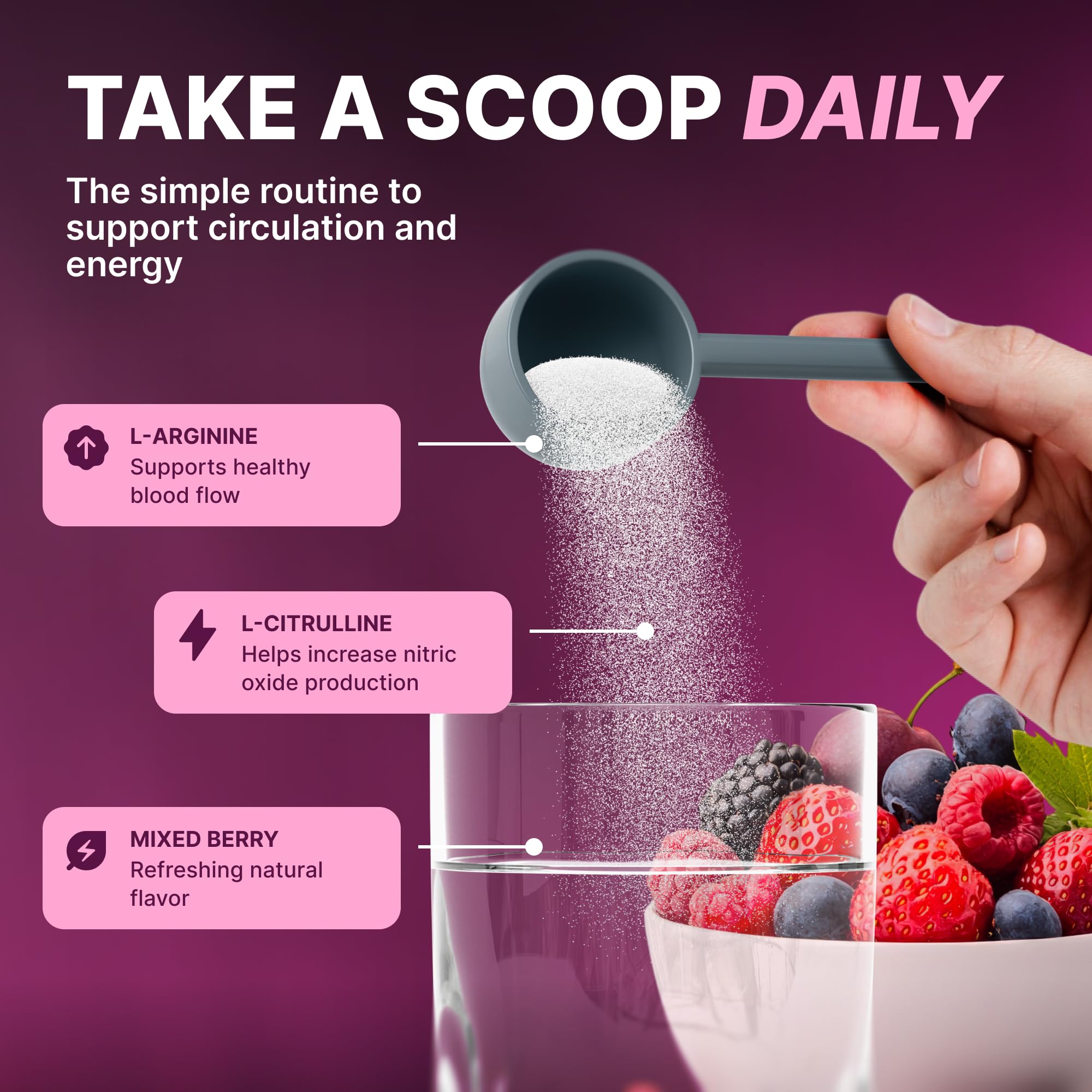 Nature's Pure Blend powder dissolves quickly in water for easy use