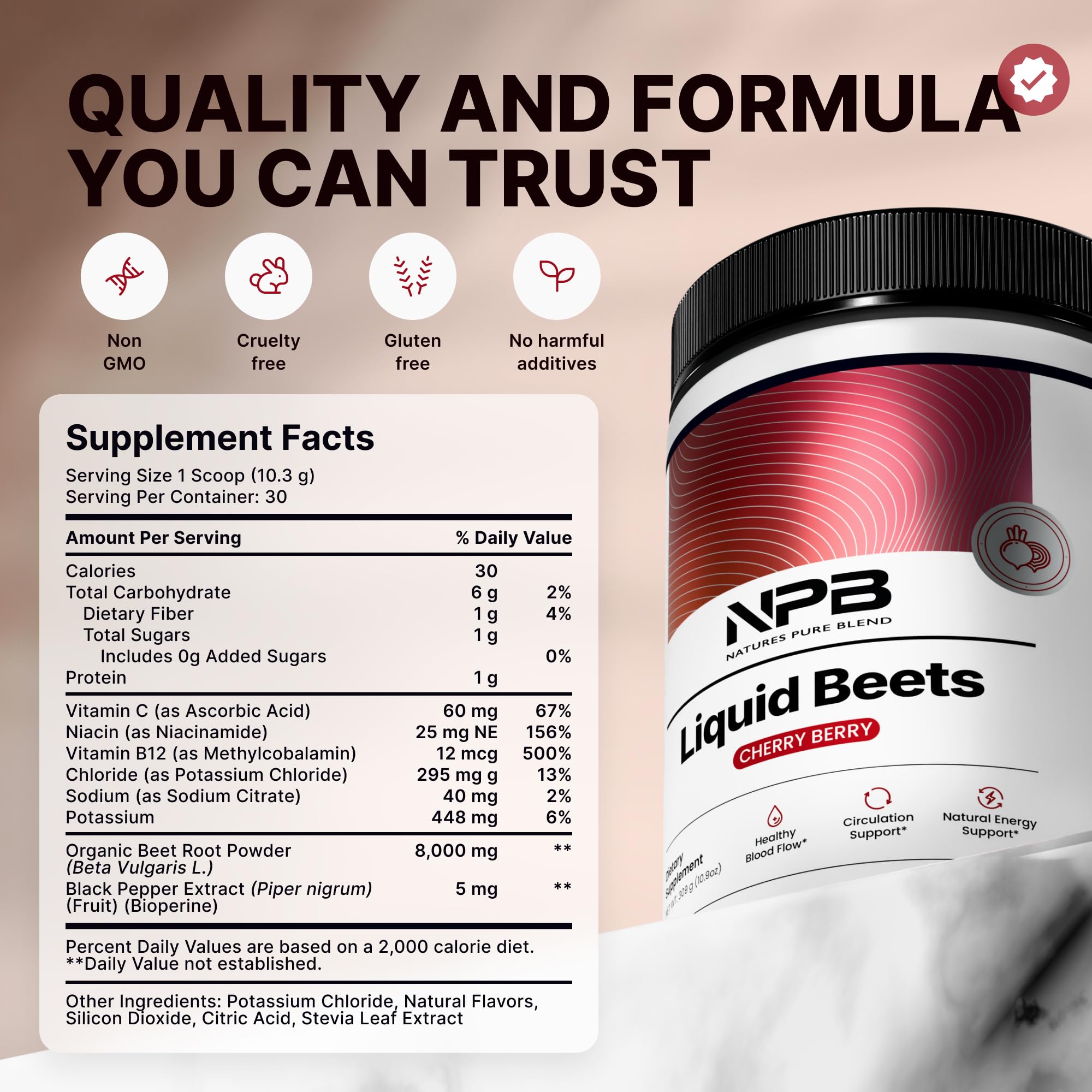 Nature's Pure Blend Nitrates Natural Nitric Oxide Support—beet powder.
