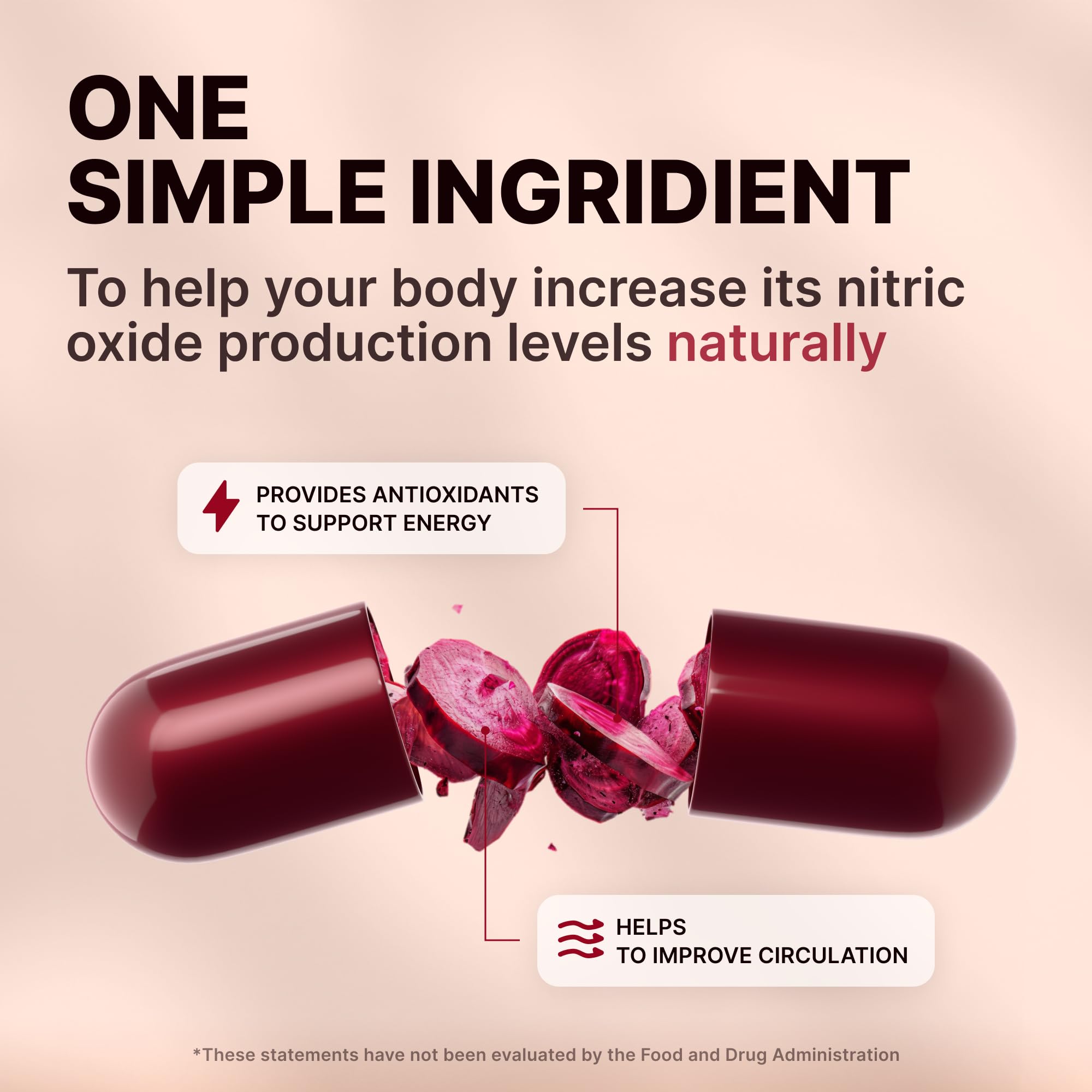 Nature's Pure Blend organic beet root powder capsules packaging for circulation support.