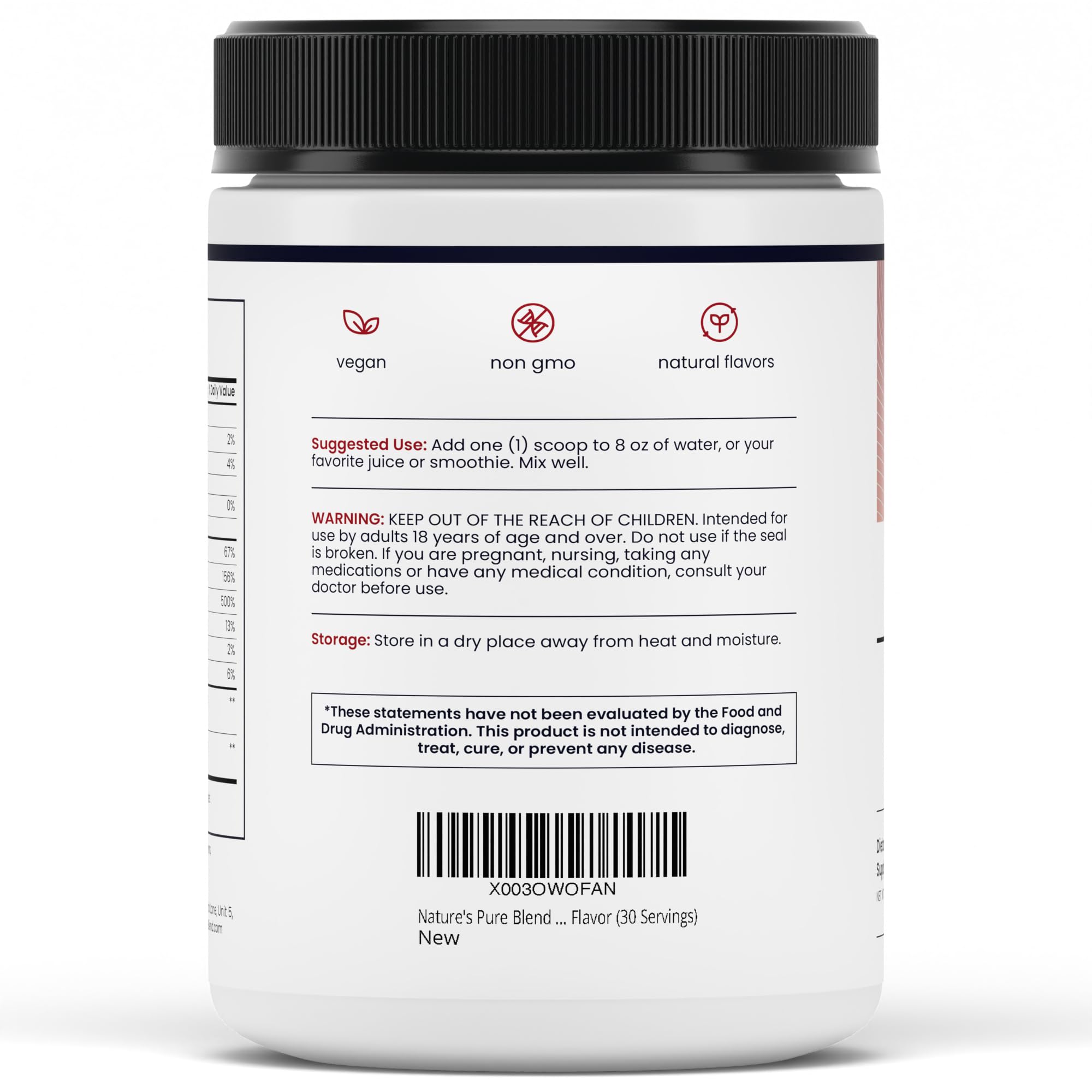 Nature's Pure Blend Pre-Workout Use—easily mixable beet powder.