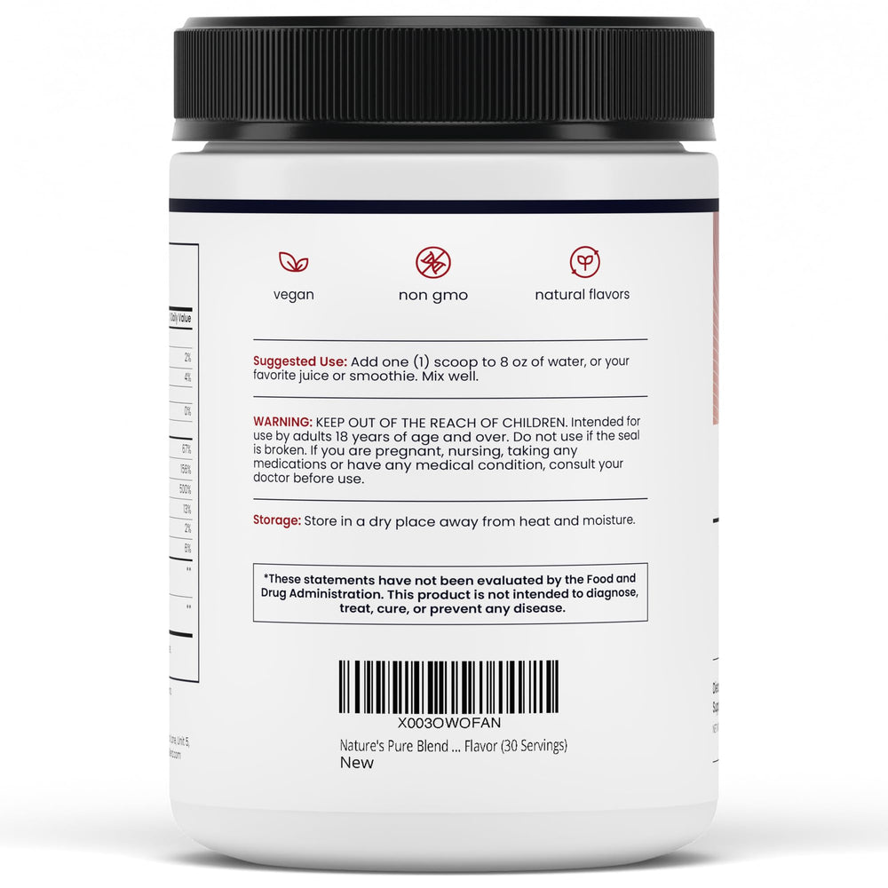 Nature's Pure Blend Pre-Workout Use—easily mixable beet powder.