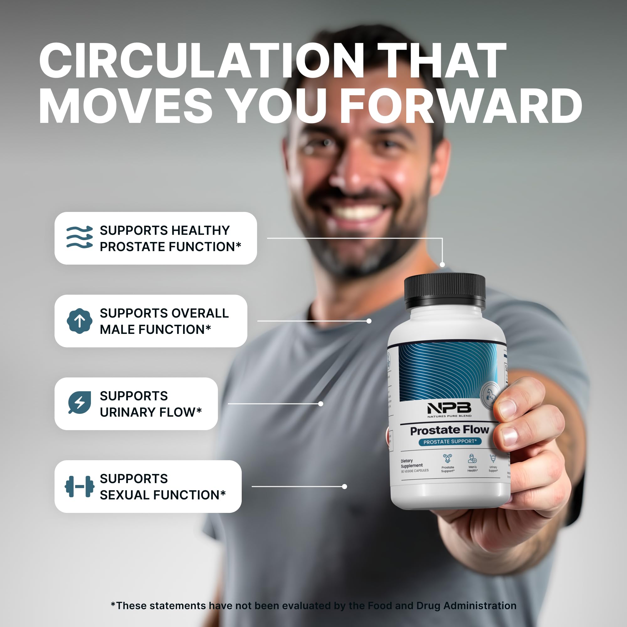 Nature’s Pure Blend Prostate Flow capsules ready for everyday routine and energy support.