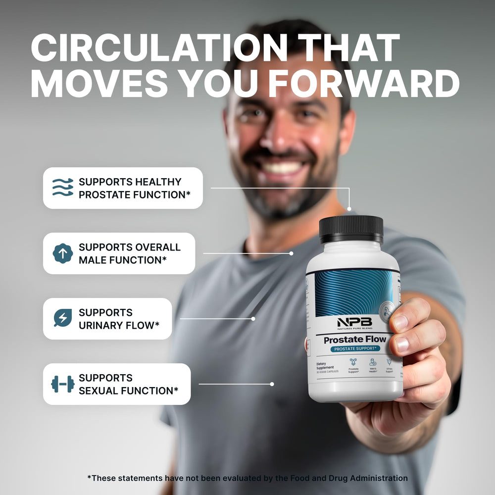 Nature’s Pure Blend Prostate Flow capsules ready for everyday routine and energy support.