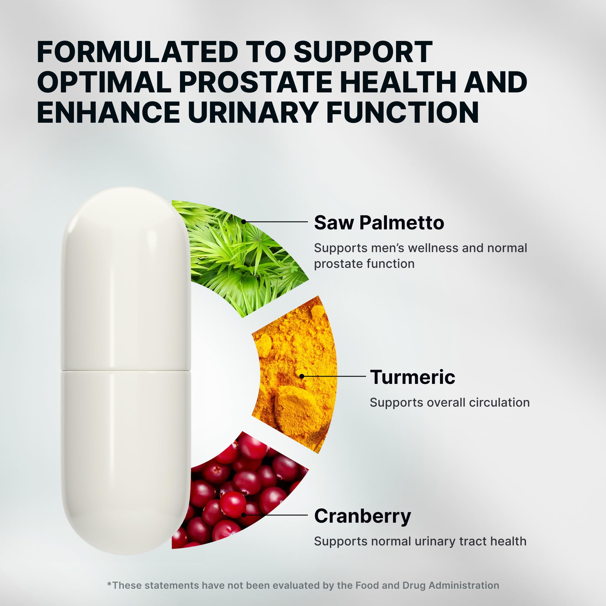 Nature’s Pure Blend Prostate Flow label close-up highlights ingredients like saw palmetto.