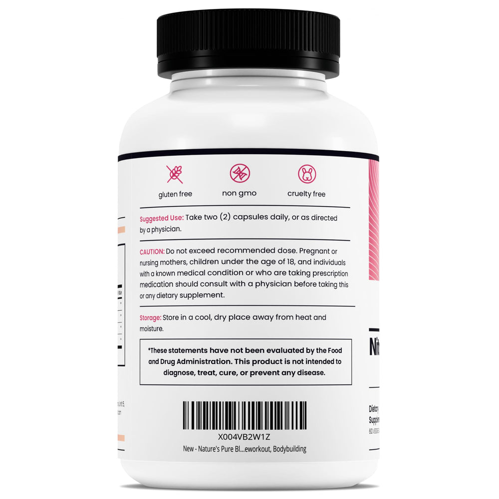 Nature's Pure Blend bottle in gym setup for preworkout support.