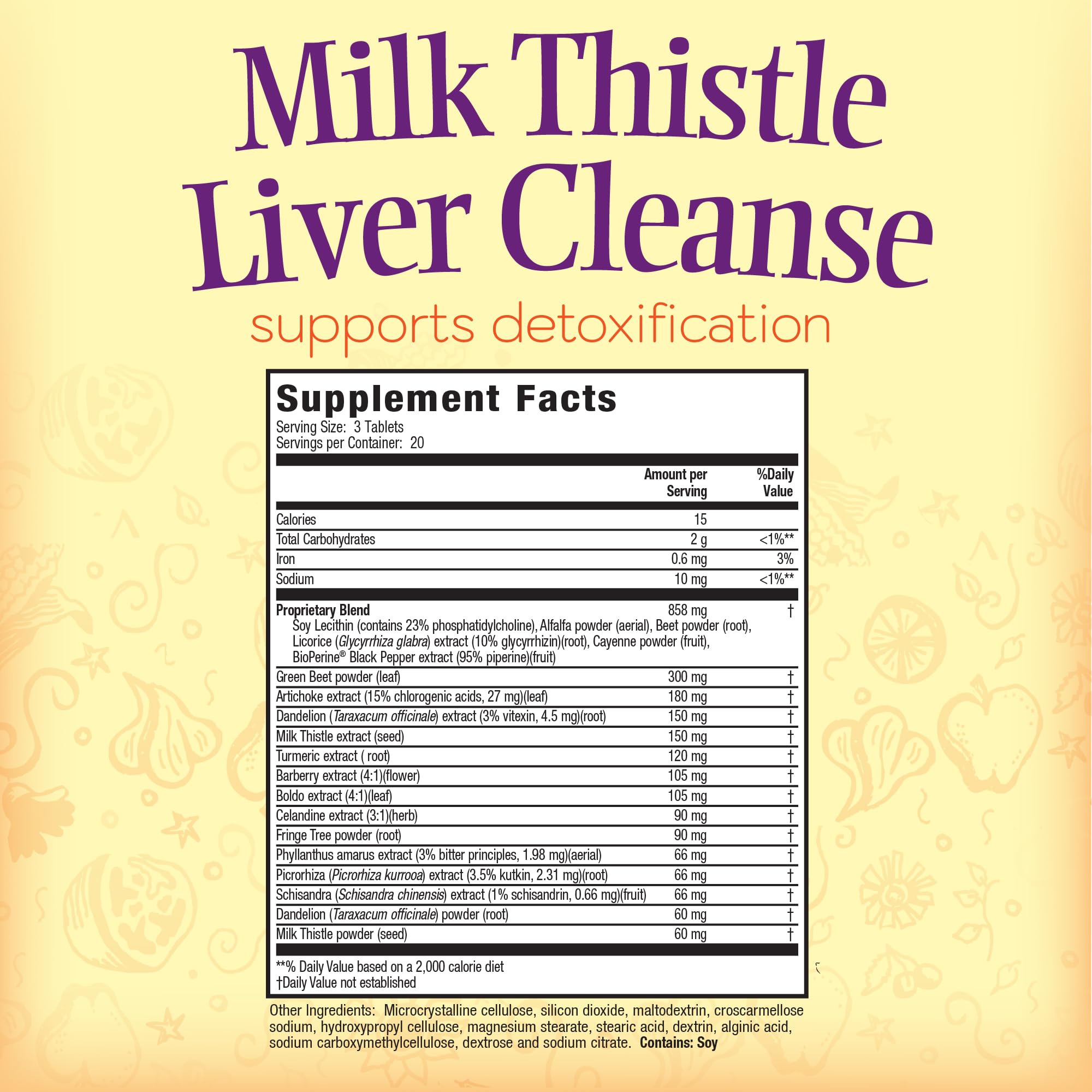 Close-up of the 18 botanical blend ingredients highlighting holistic liver care formula.