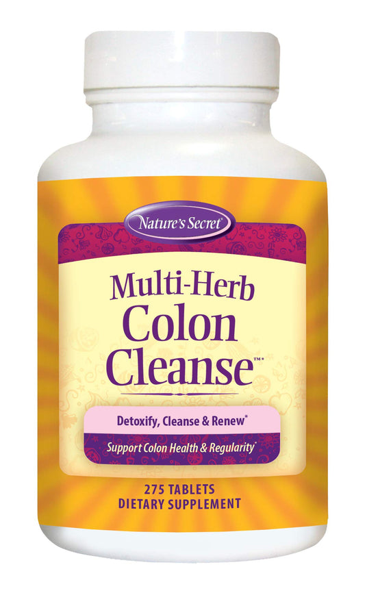 Nature's Secret Multi-Herb Colon Cleanse bottle front supports daily digestive balance.