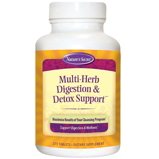 Nature's Secret multi-herb digestion bottle for daily support and routine.