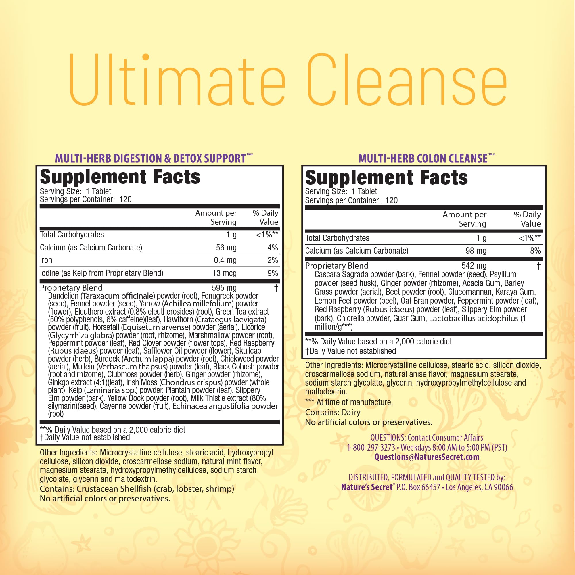 Close-up of Nature's Secret Ultimate Cleanse digestion tablets for daily routine.