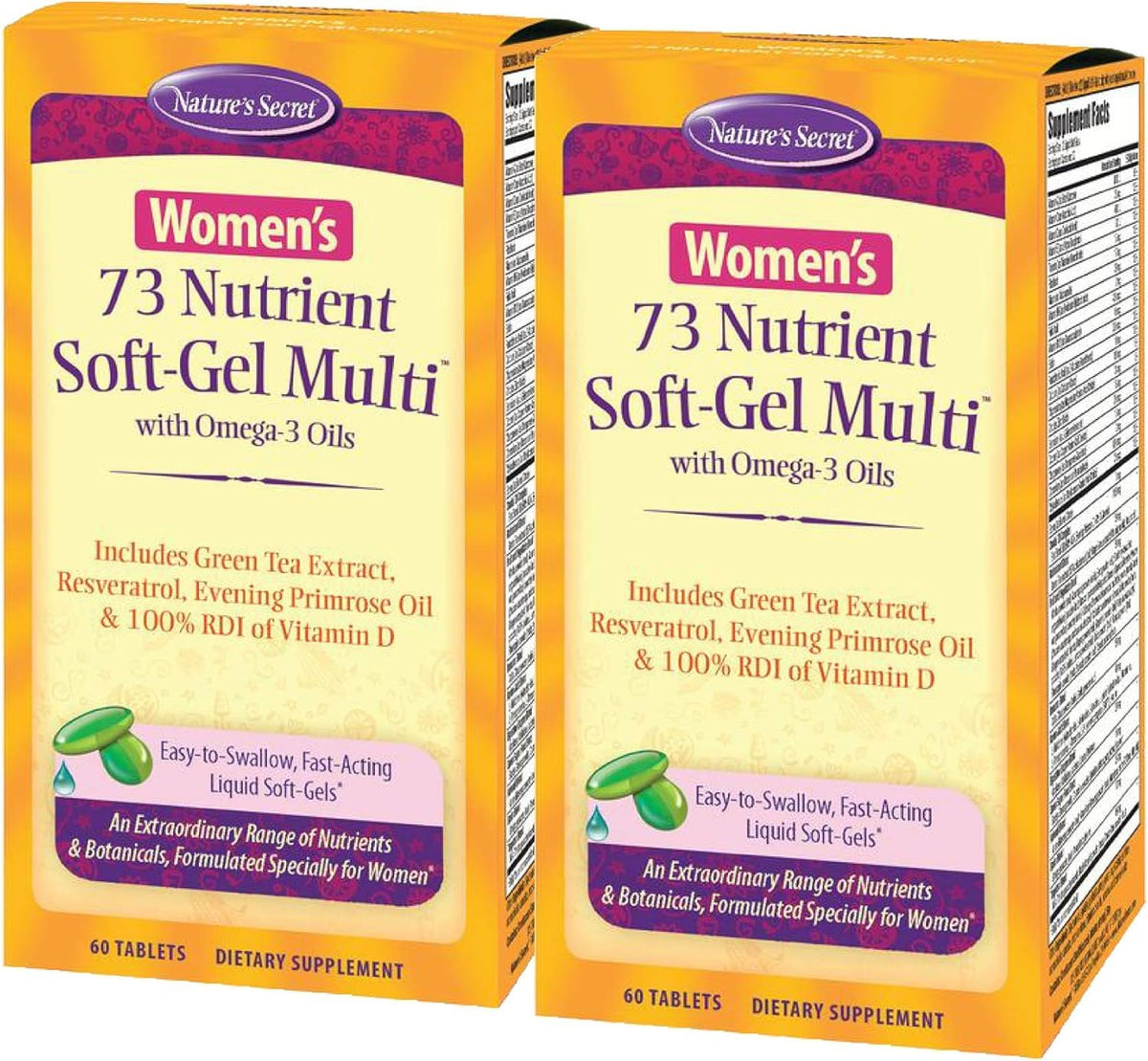 Nature's Secret Women’s 73-Nutrient Soft-Gel Multi bottle for daily wellness.