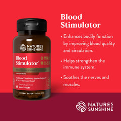 Nature's Sunshine Blood Stimulator herbal blend illustration emphasizes traditional roots.