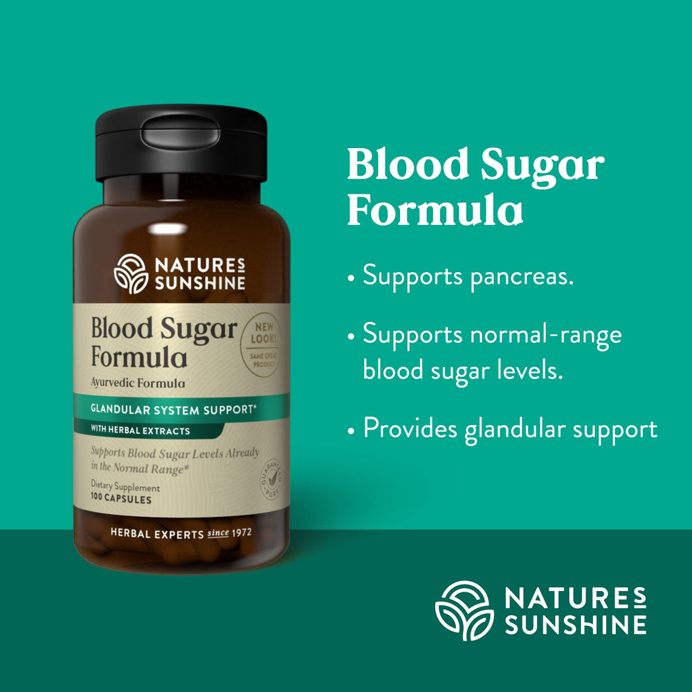 Capsules closeup of Nature's Sunshine Blood Sugar Formula