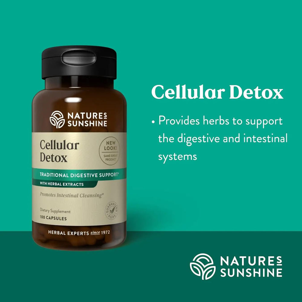 Nature's Sunshine Cellular Detox bottle back view with kosher labeling.