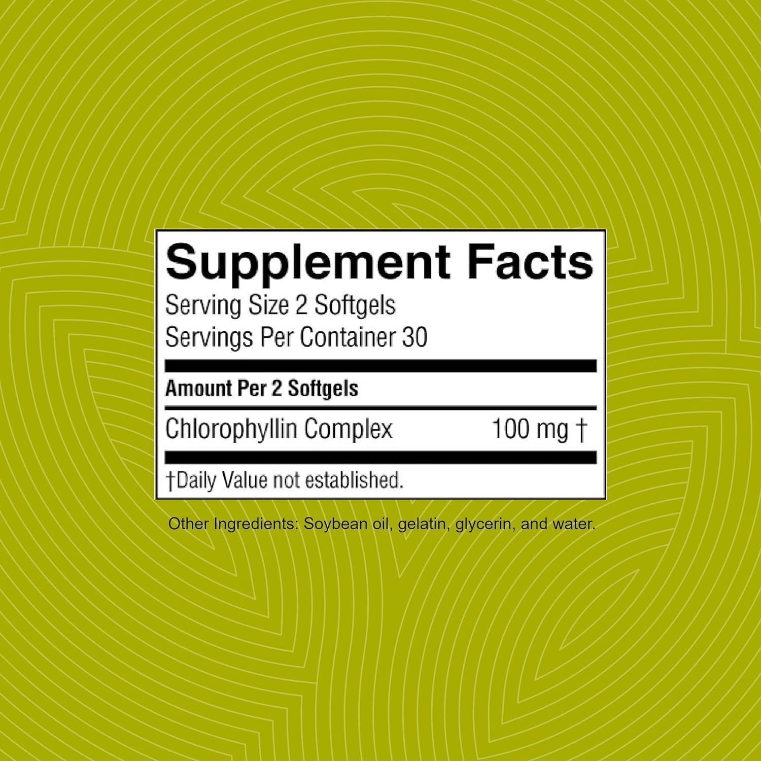 Chlorophyll bottle with serving suggesting internal deodorant potential.