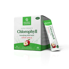 Nature's Sunshine chlorophyll stick pack in crisp apple flavor for on-the-go detox.
