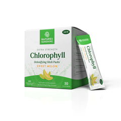 Nature's Sunshine chlorophyll stick pack with sweet melon flavor, convenient daily detox on the go.