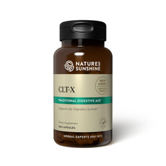 Nature's Sunshine CLT-X capsules bottle, convenient supplement for occasional digestive support.
