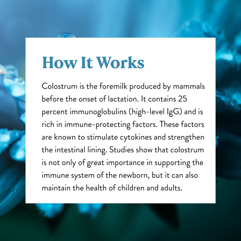 Nature's Sunshine Colostrum digestive health graphic emphasizes gut lining protection