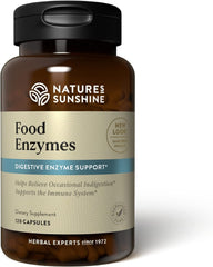 Nature's Sunshine Food Enzymes bottle ready for pre-meal digestion support.