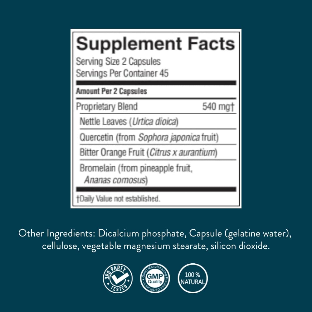 Nature's Sunshine HistaBlock packaging graphic illustrating herbal and enzyme blend.