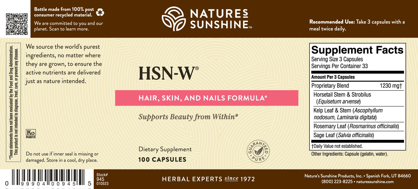 Nature's Sunshine HSN-W user hands holding capsules for daily routine.