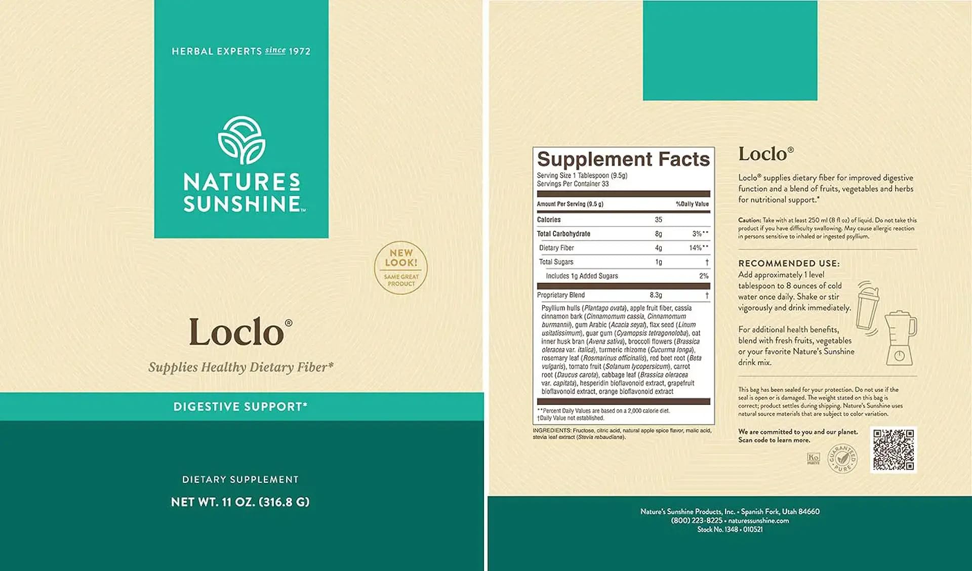 Nature's Sunshine Loclo fiber serving scoop demonstrates easy daily use.