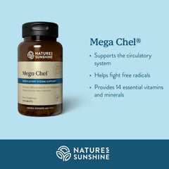 Nature's Sunshine Mega-Chel label details emphasizing pure ingredients and high-purity standards