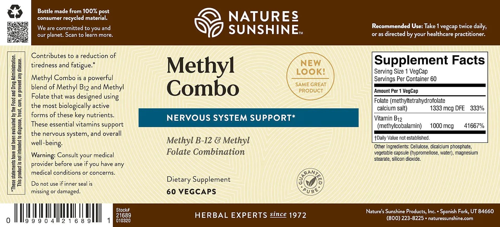 Nature's Sunshine Methyl Combo capsules in hand, suggesting easy daily use.
