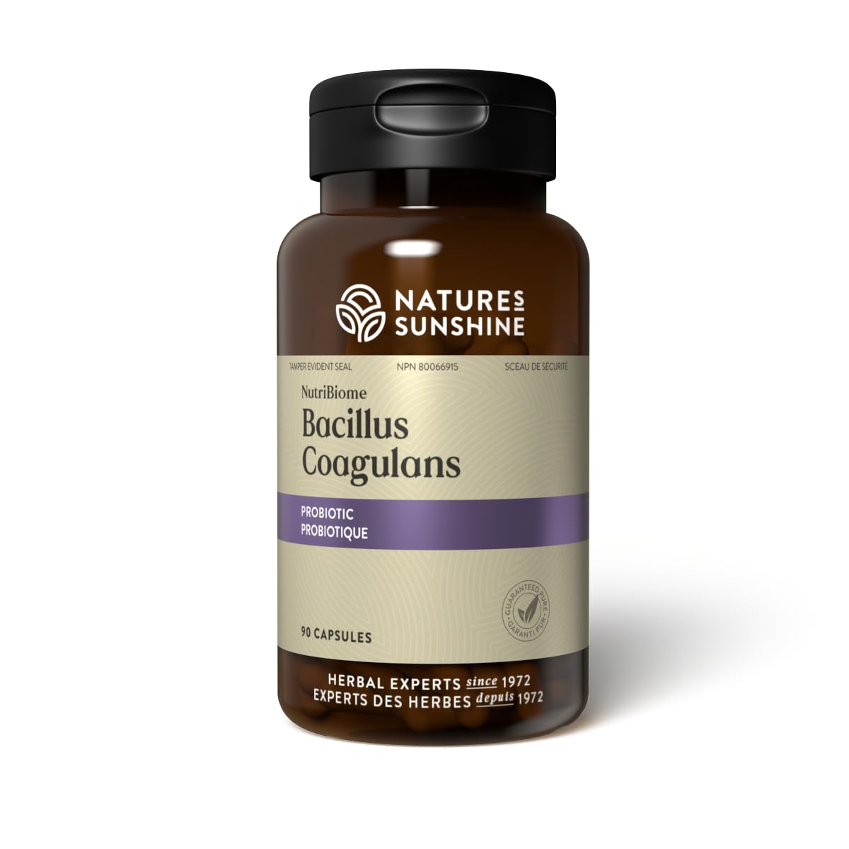 Nature's Sunshine NutriBiome bottle label promoting digestive wellness.