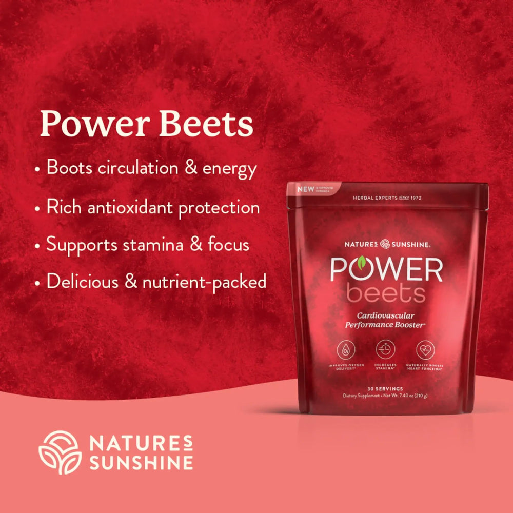 Nature's Sunshine Power Beets bottle pour for on-the-go energy