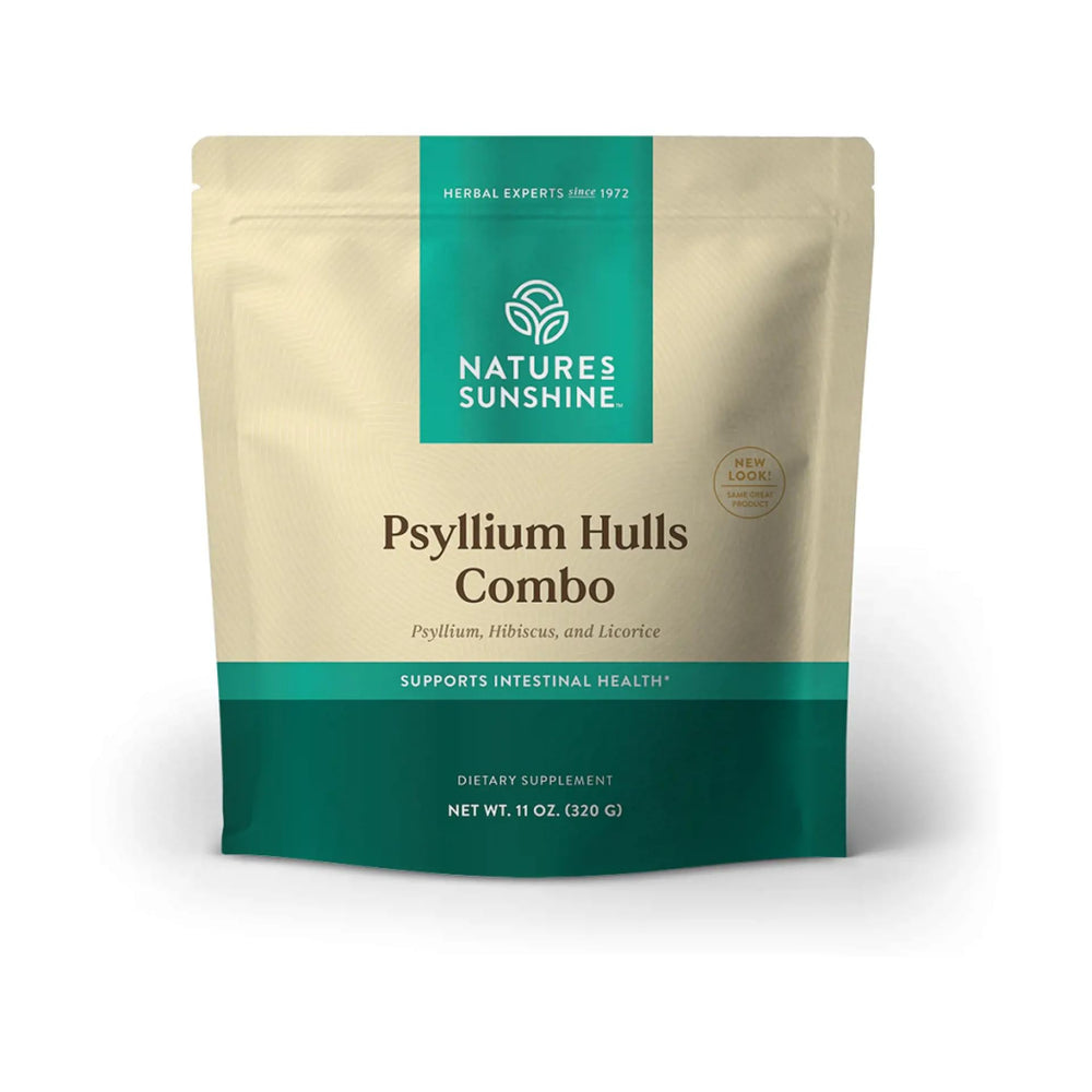 Nature's Sunshine Psyllium Hulls Combination bottle, fiber-rich daily supplement for support