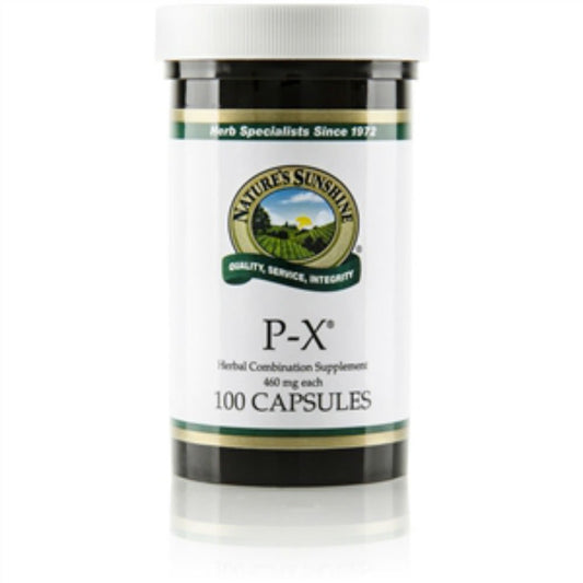 Nature's Sunshine PX 100 capsules bottle for a simple daily wellness routine.