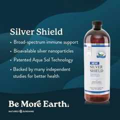 Nature's Sunshine Silver Shield Liquid bottle label with Aqua Sol technology