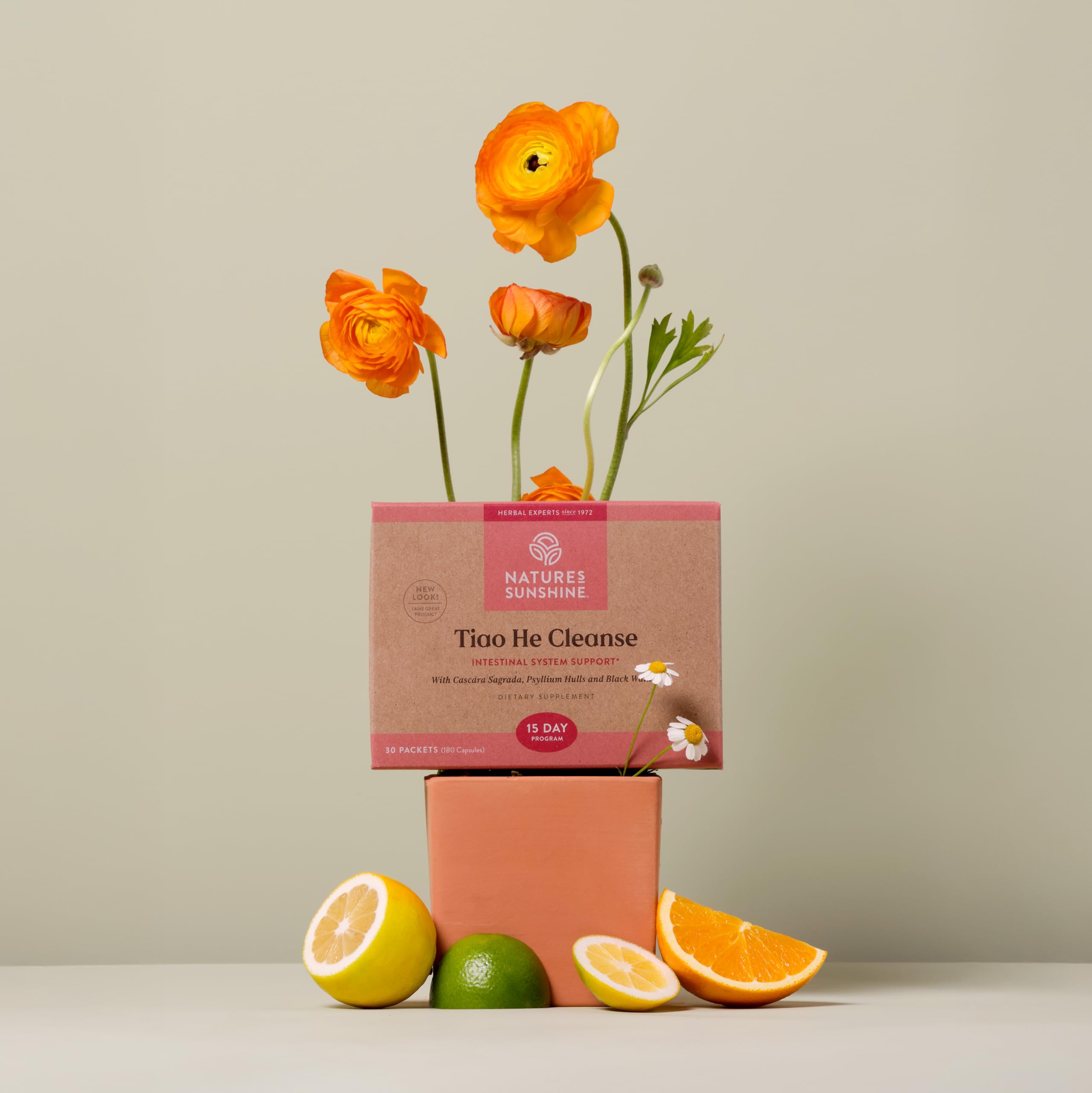 Nature's Sunshine Tiao He Cleanse capsules, convenient daily supplement promoting digestive comfort and energy.