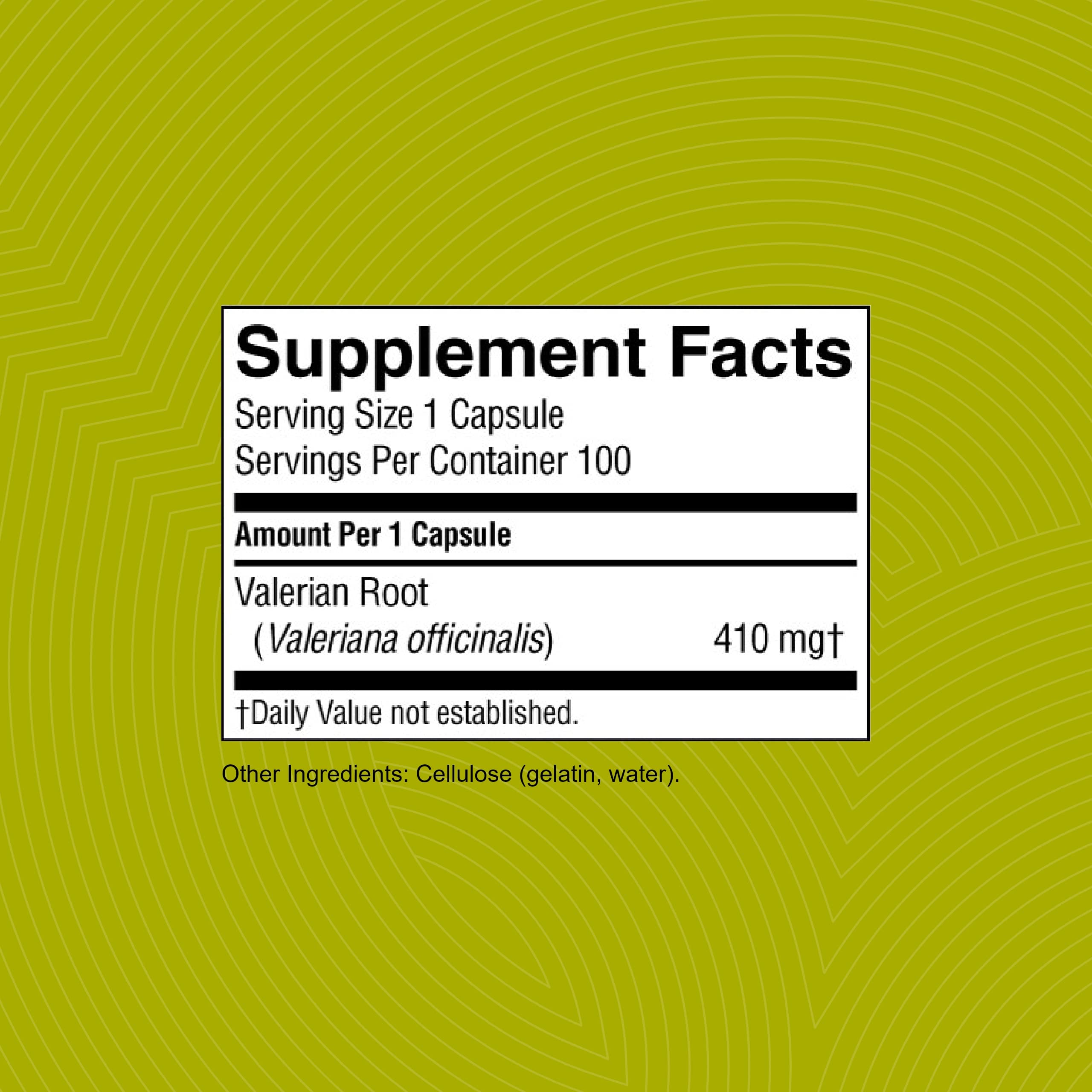 Nature's Sunshine Valerian Root plant visual highlights the natural root origin for gentle herbal use.