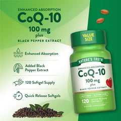Nature's Truth CoQ10 ingredients panel on packaging