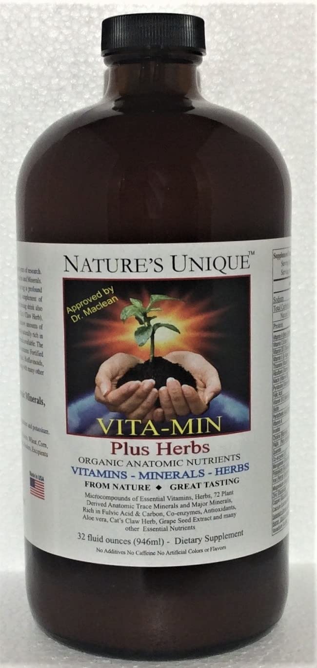 Nature's Unique Vita-Min Plus Herbs bottle for daily antioxidant support