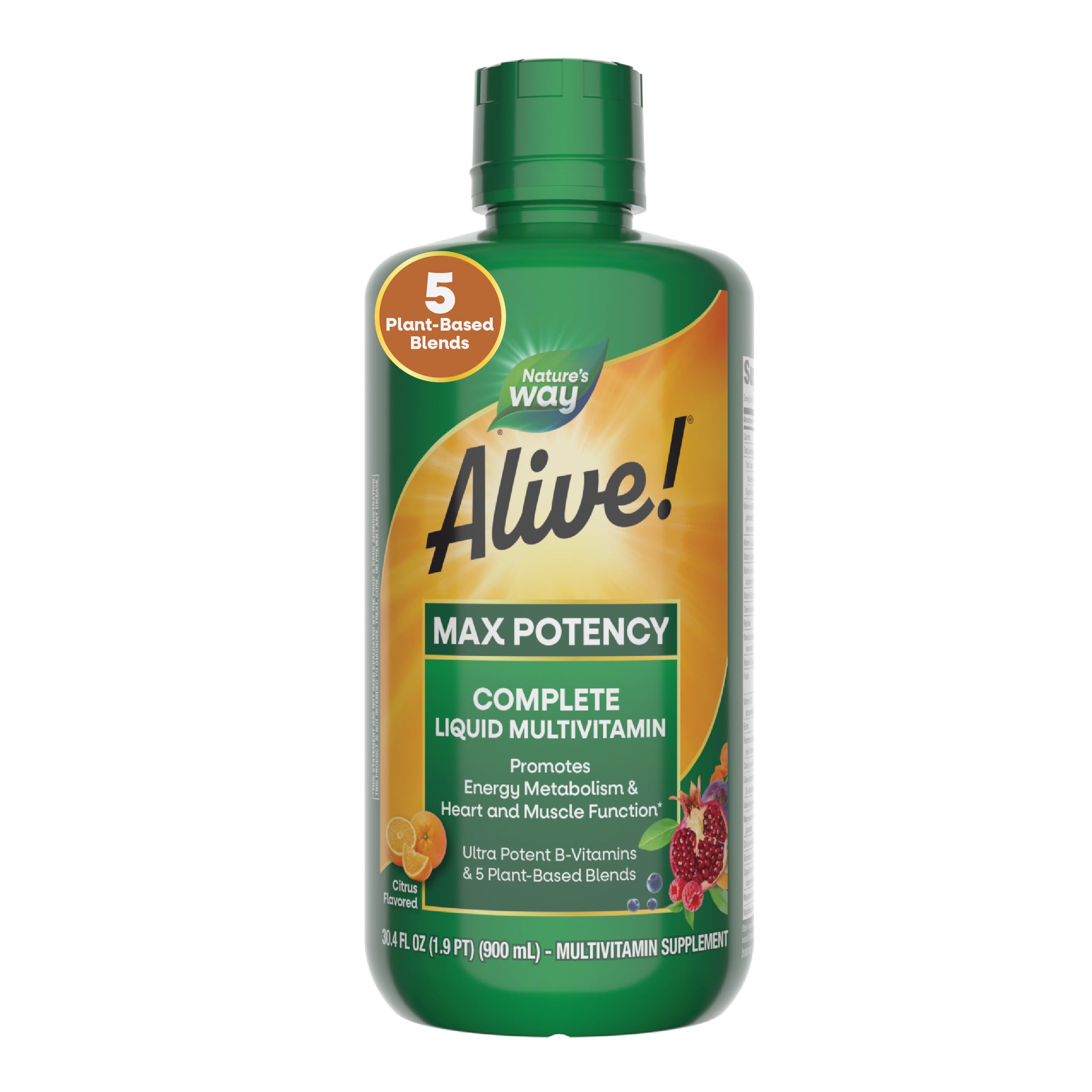 Nature's Way Alive Max Potency bottle with daily energy support in citrus flavor