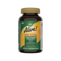 Nature's Way Alive Max3 bottle front for energy-support multivitamins.