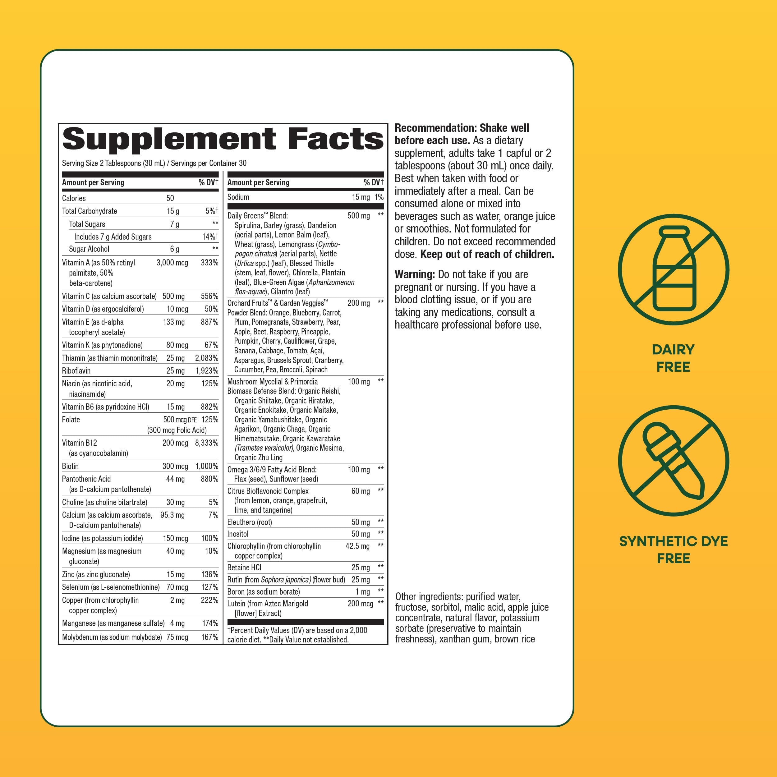 Nature's Way Alive mushroom defense blend visible on the bottle label