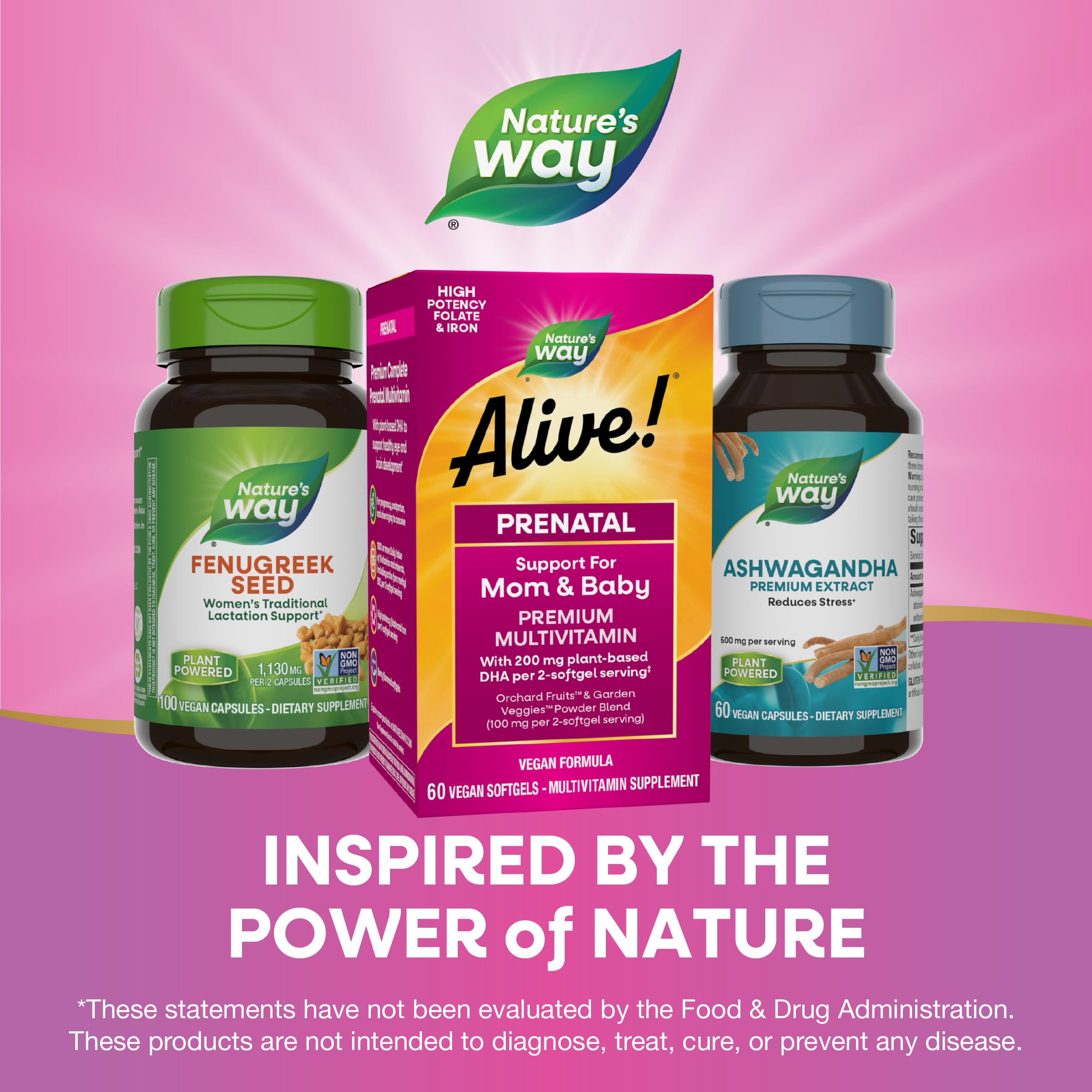 Nature's Way Alive prenatal packaging image featuring 60 vegan softgels.
