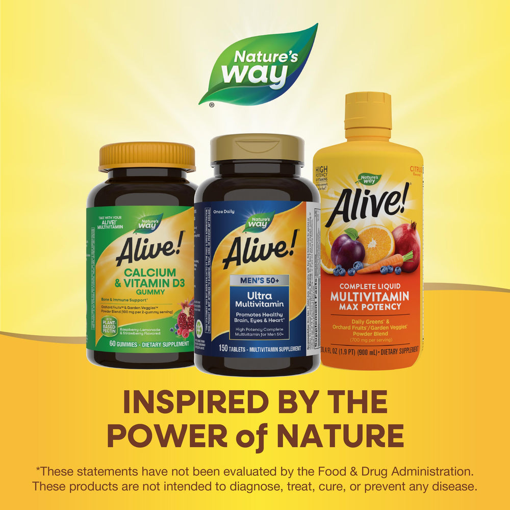 Nature's Way Alive! 50+ Daily Greens blend adds plant-based nutrients for daily wellness