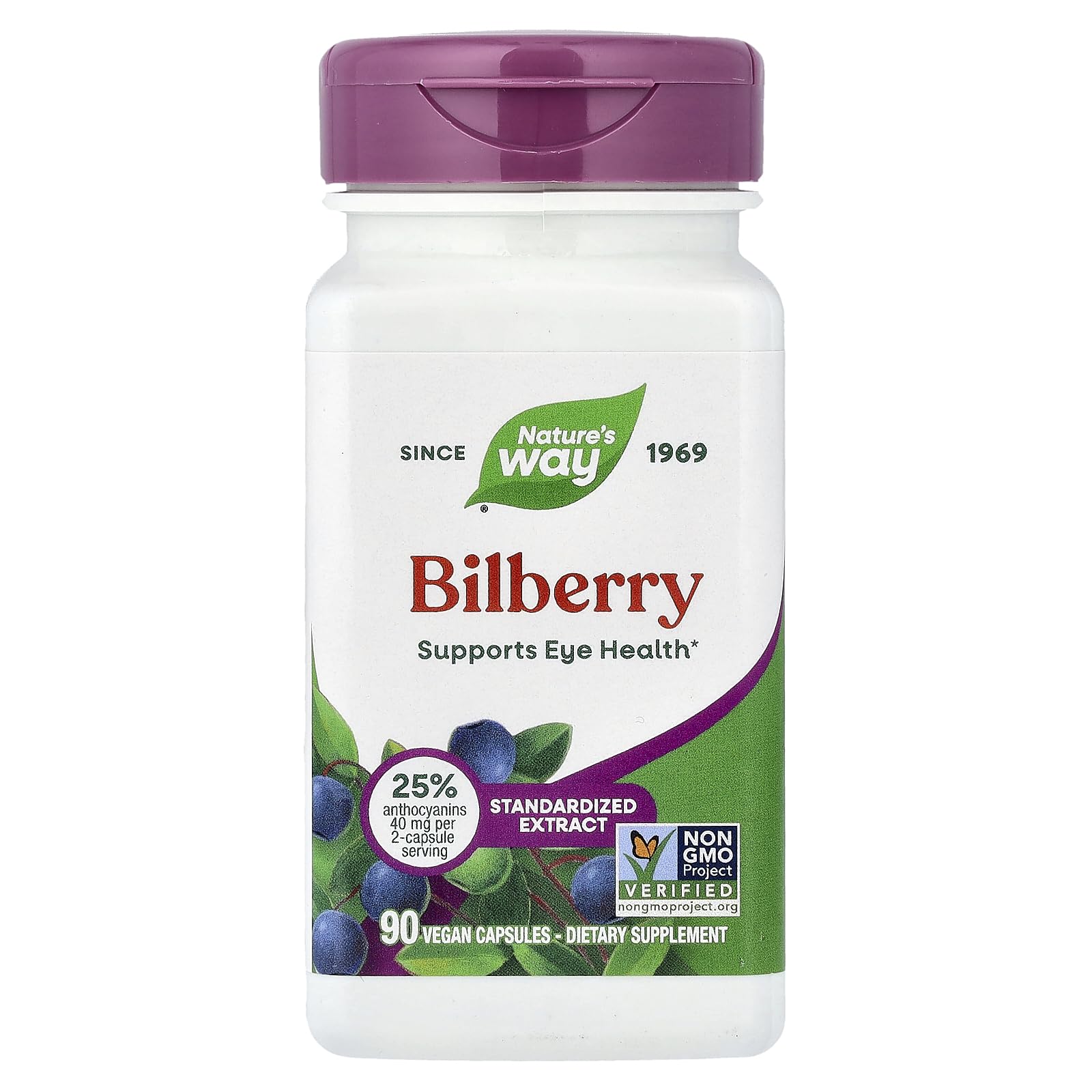 Nature's Way Bilberry capsules support visual adaptation to light.