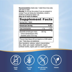 Close-up of Nature's Way Boswellia label showing 307 mg per serving, 40% boswellic acids
